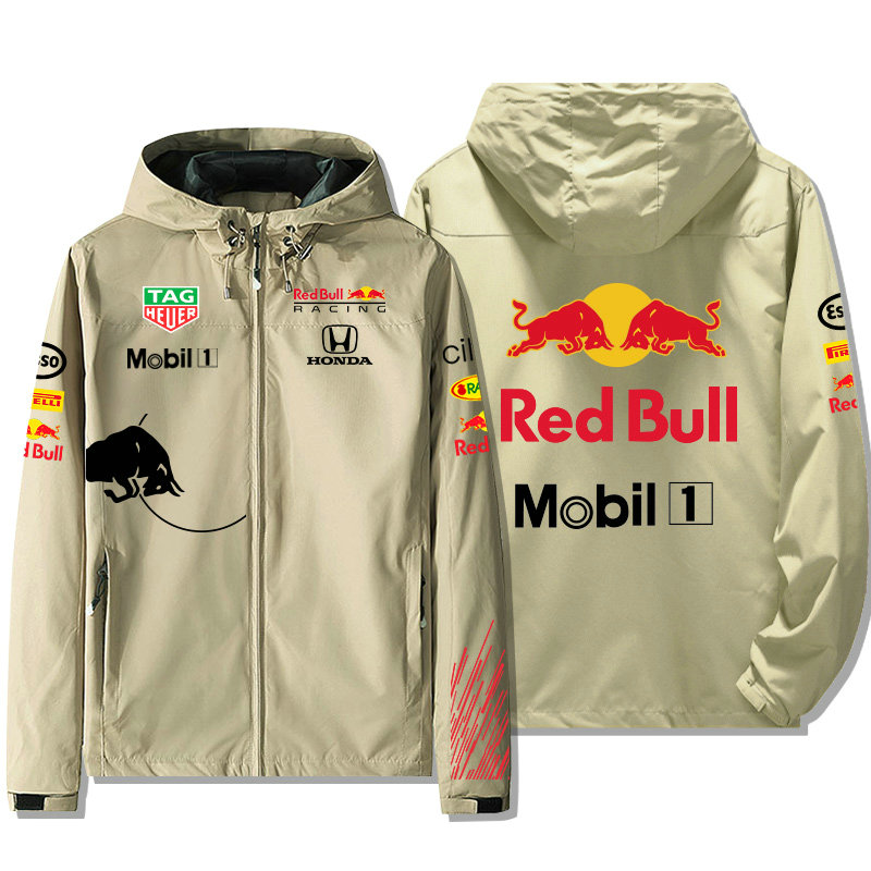 Veste Red Bull Racing Mobil 1 Zippé Capuche Homme Coupe-vent Imperméable